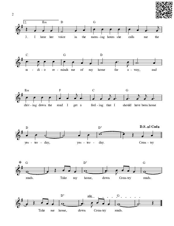 Verse Almost Heaven West Virginia, Trang 2