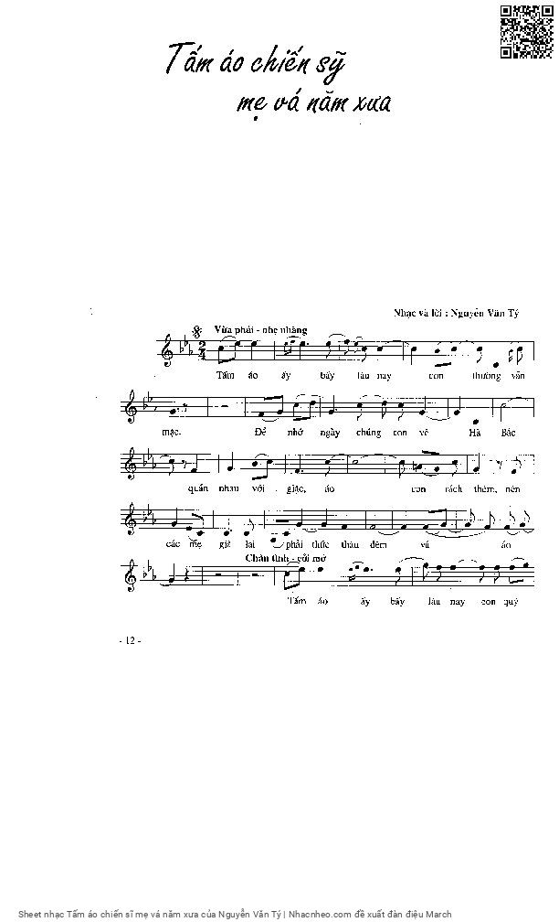 Page 3 of Sheet music PDF Tấm áo chiến sĩ mẹ vá năm xưa - Nguyễn Văn Tý