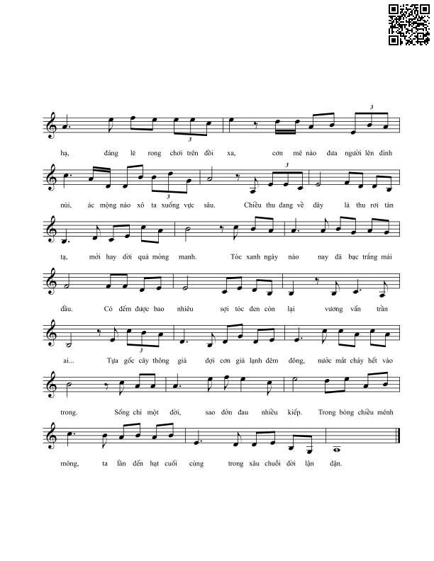 Page 2 of Sheet music PDF Bóng chiều - Vĩnh Điện