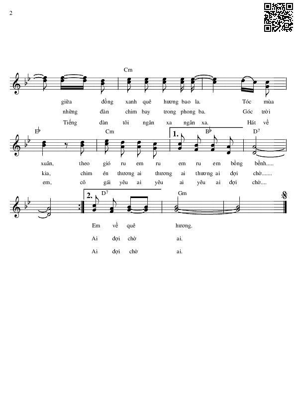 Page 2 of Sheet music PDF Tạm biệt chim én - Trần Tiến