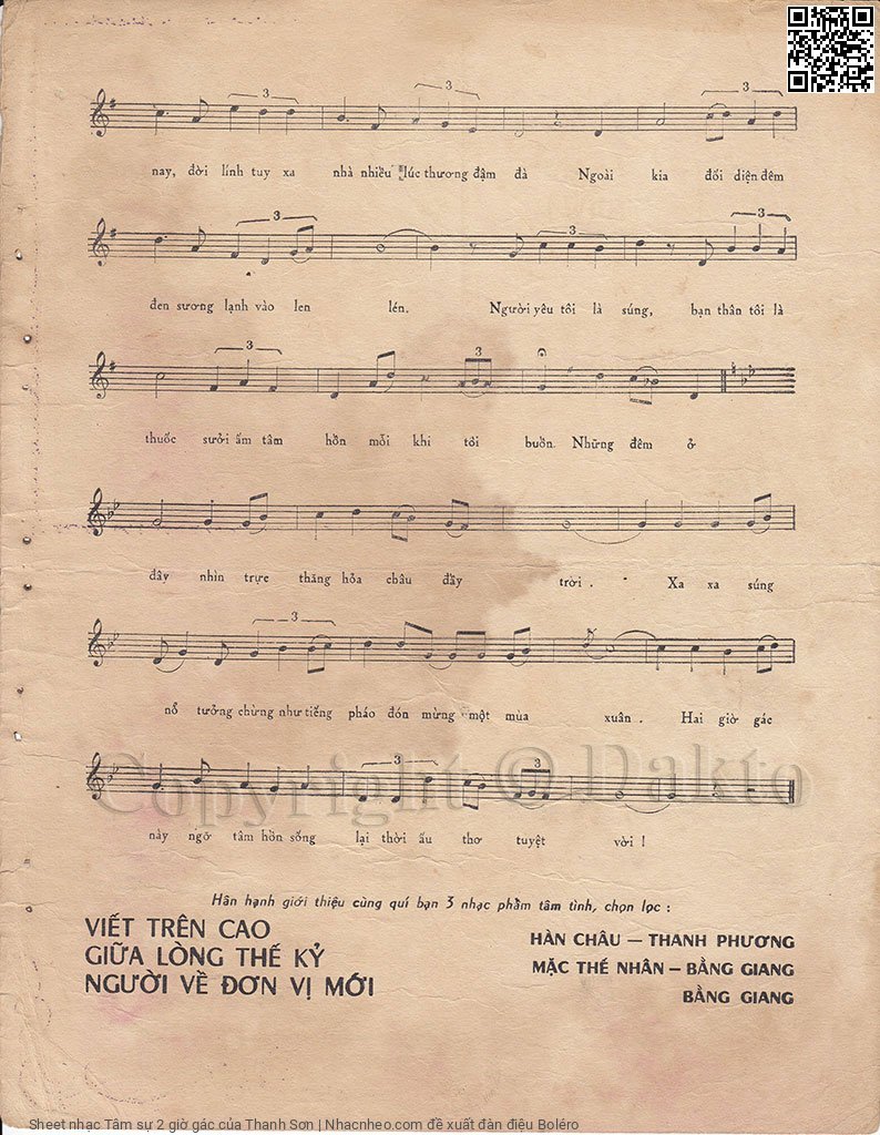 Page 3 of Sheet music PDF Tâm sự 2 giờ gác - Thanh Sơn