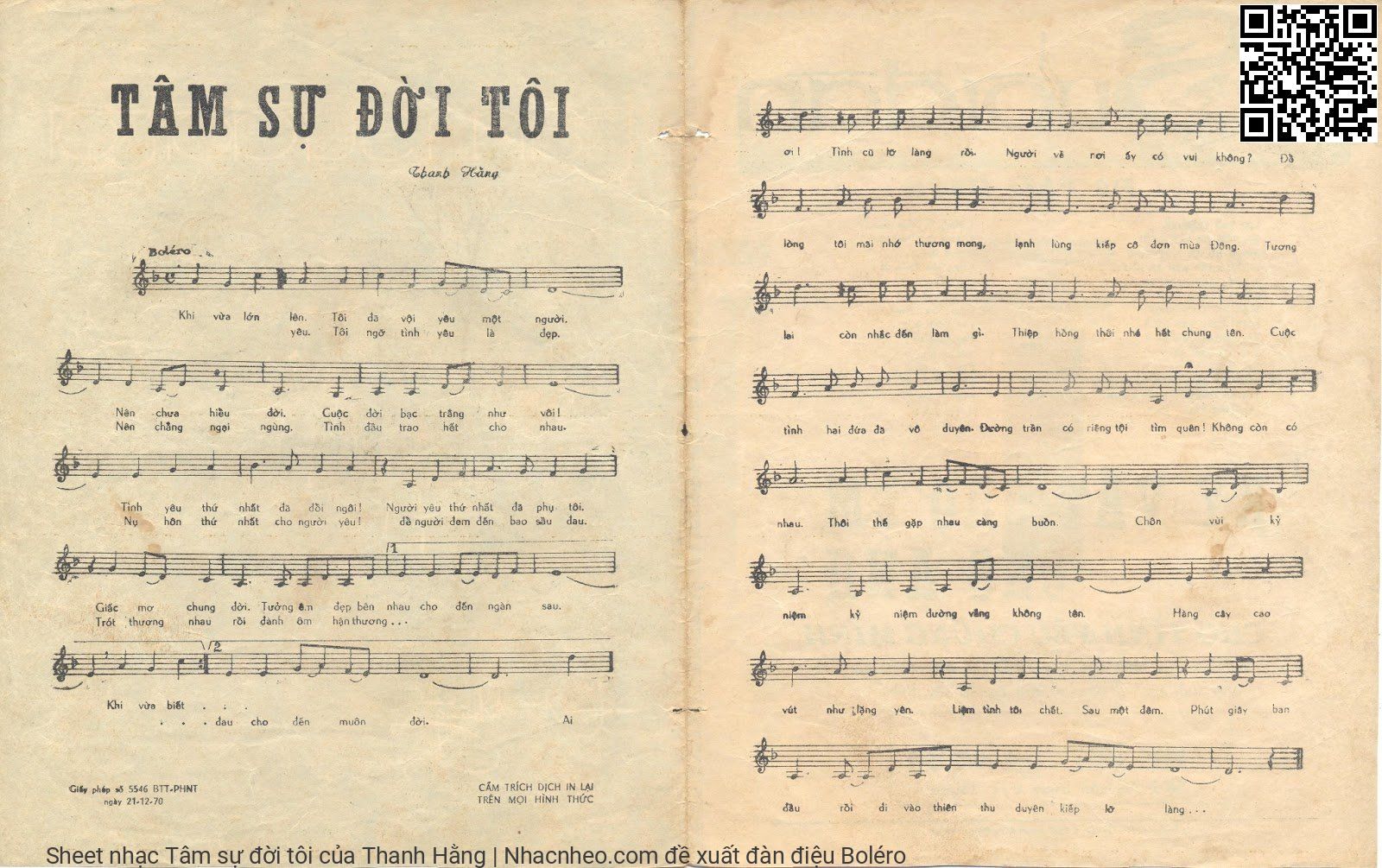 Page 2 of Sheet music PDF Tâm sự đời tôi - Thanh Hằng