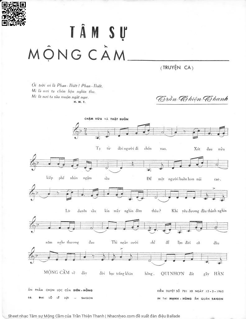 Page 2 of Sheet music PDF Tâm sự Mộng Cầm - Trần Thiện Thanh