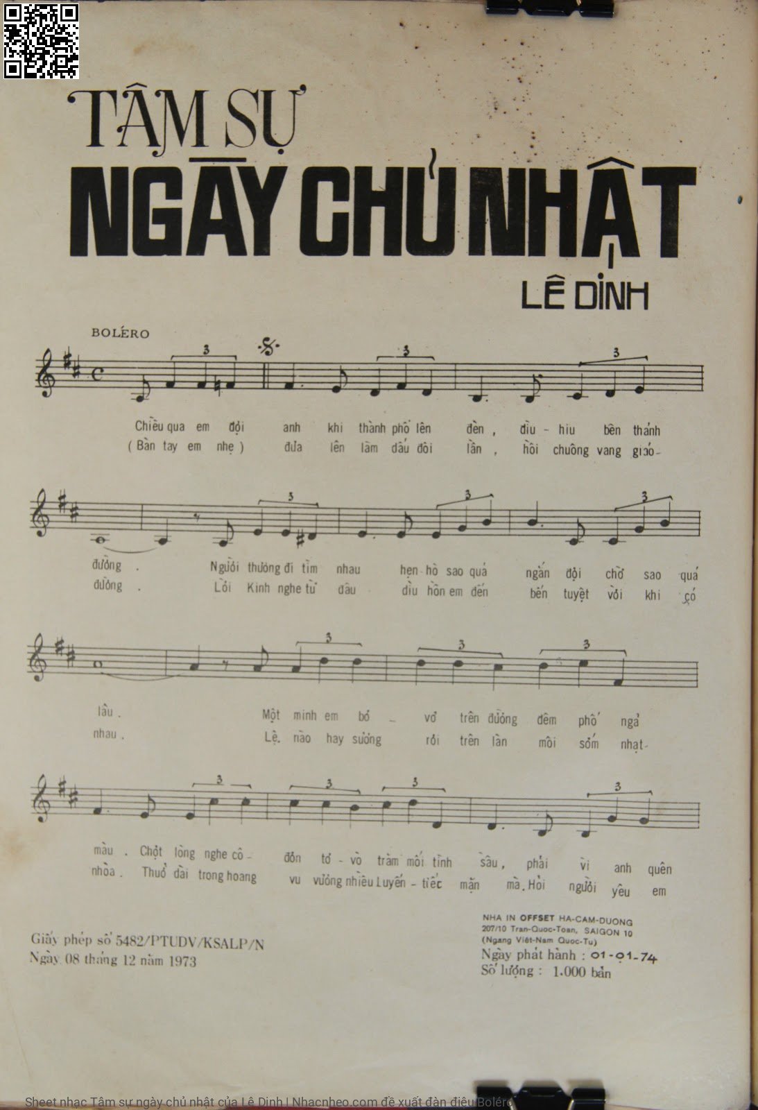 Page 2 of Sheet music PDF Tâm sự ngày chủ nhật - Lê Dinh