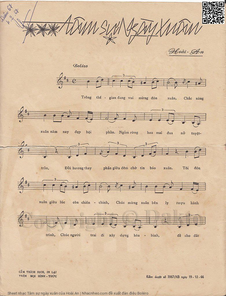 Page 2 of Sheet music PDF Tâm sự ngày xuân - Hoài An