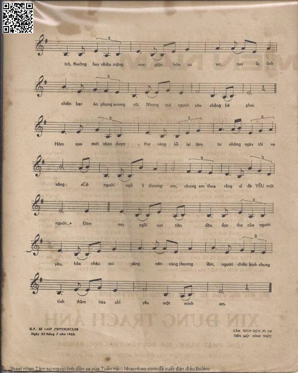 Page 3 of Sheet music PDF Tâm sự người lính đồn xa - Tuấn Hải