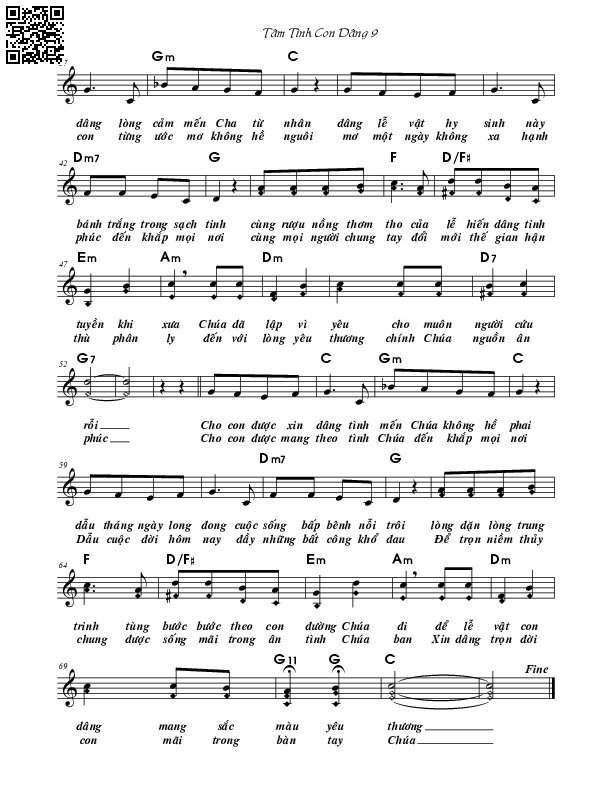 Page 2 of Sheet music PDF Tâm tình con dâng 9 - Mai Khanh