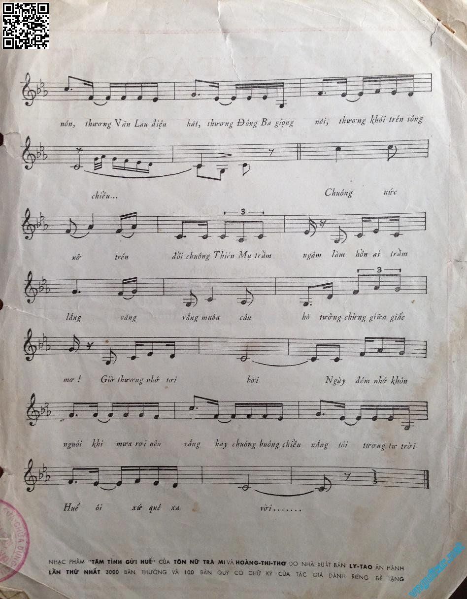 Page 3 of Sheet music PDF Tâm tình gửi Huế - Hoàng Thi Thơ