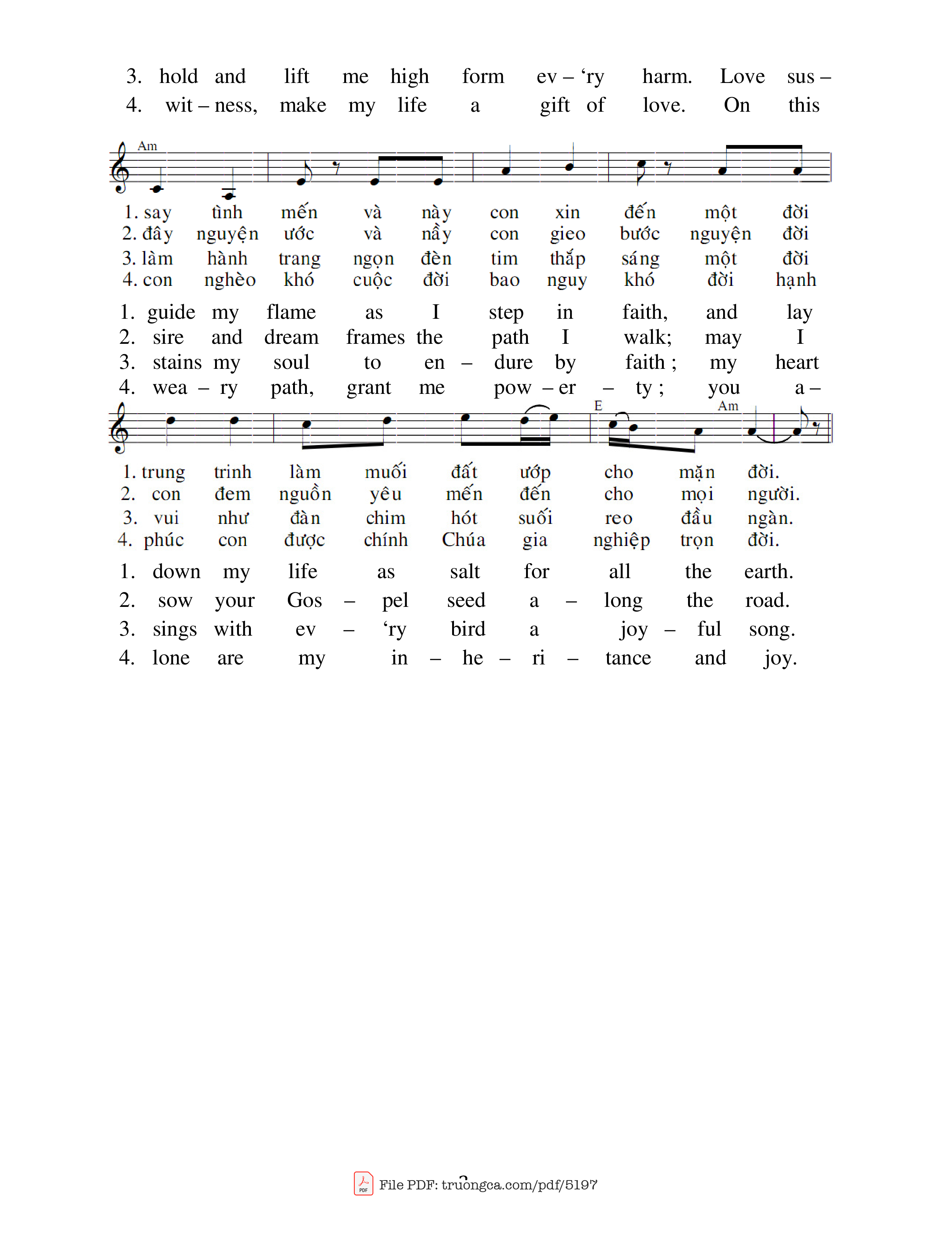 Page 2 of Sheet music PDF Tâm tình hiến dâng - Lm. Oanh Sông Lam
