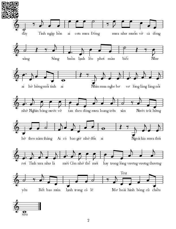Page 2 of Sheet music PDF Bóng cũ chiều mưa - Lê Tín Hương