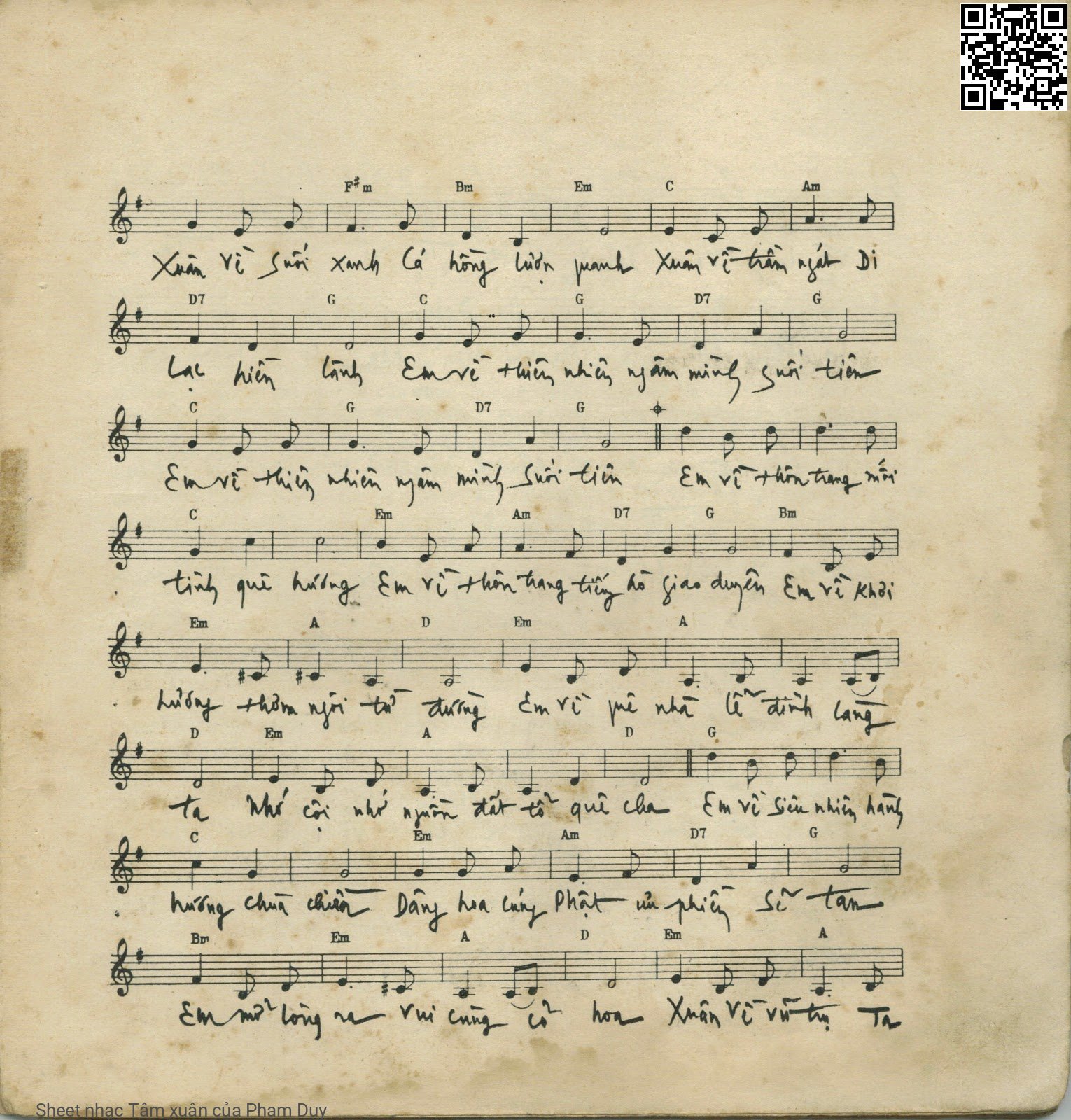 Page 2 of Sheet music PDF Tâm xuân - Phạm Duy
