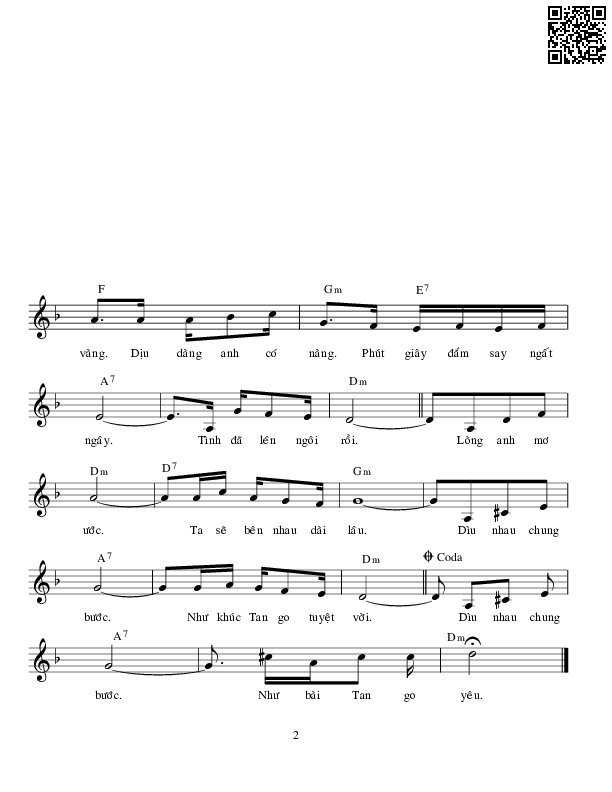 Page 2 of Sheet music PDF Tango yêu - Minh Tuấn