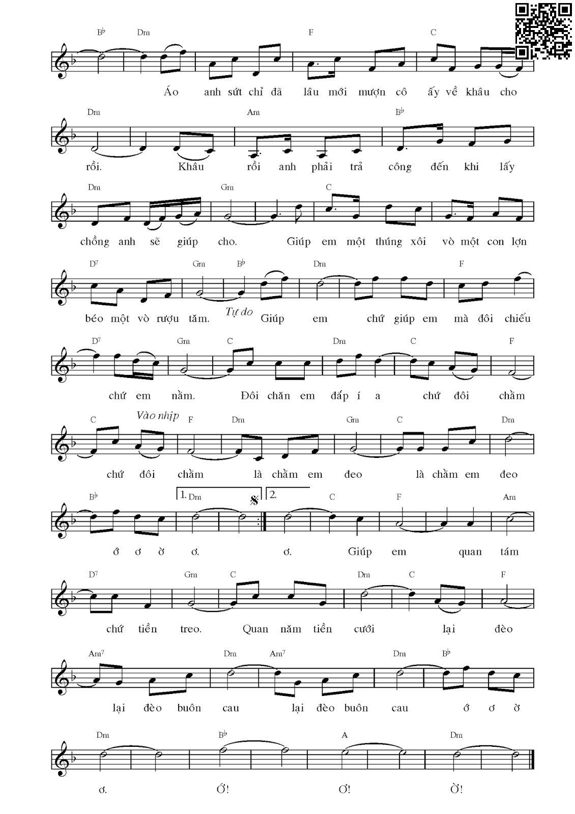 Page 2 of Sheet music PDF Tát nước đầu đình - Y Vân