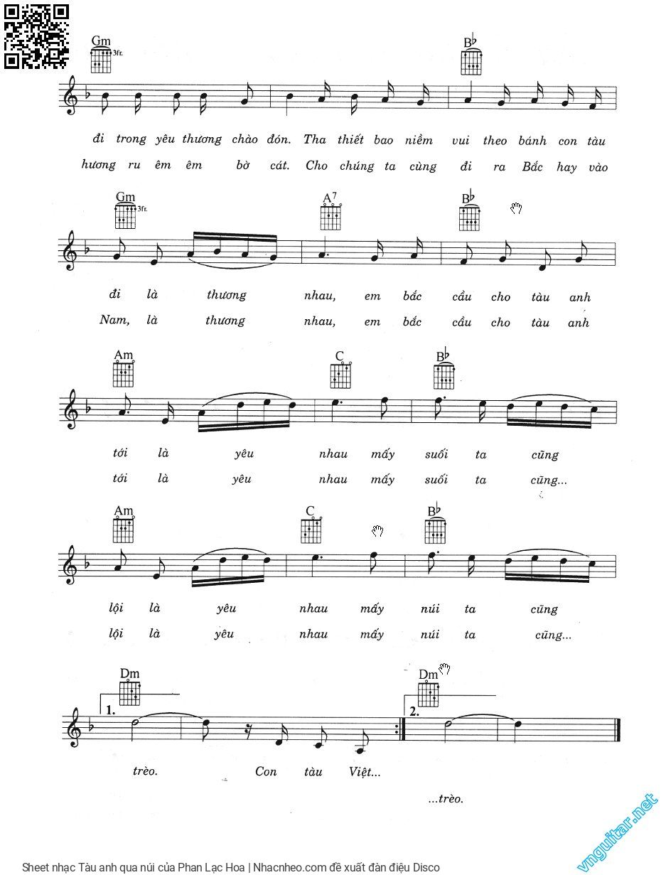 Page 2 of Sheet music PDF Tàu anh qua núi - Phan Lạc Hoa