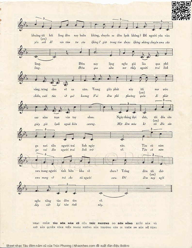 Page 3 of Sheet music PDF Tàu đêm năm cũ - Trúc Phương