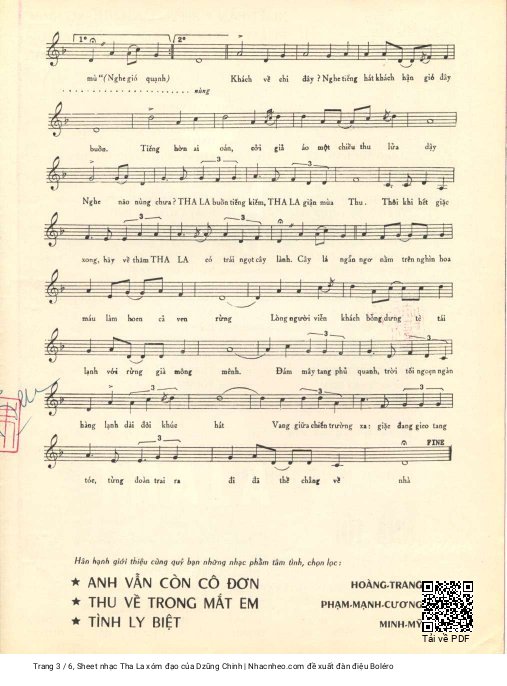 Page 3 of Sheet music PDF Tha La xóm đạo - Dzũng Chinh