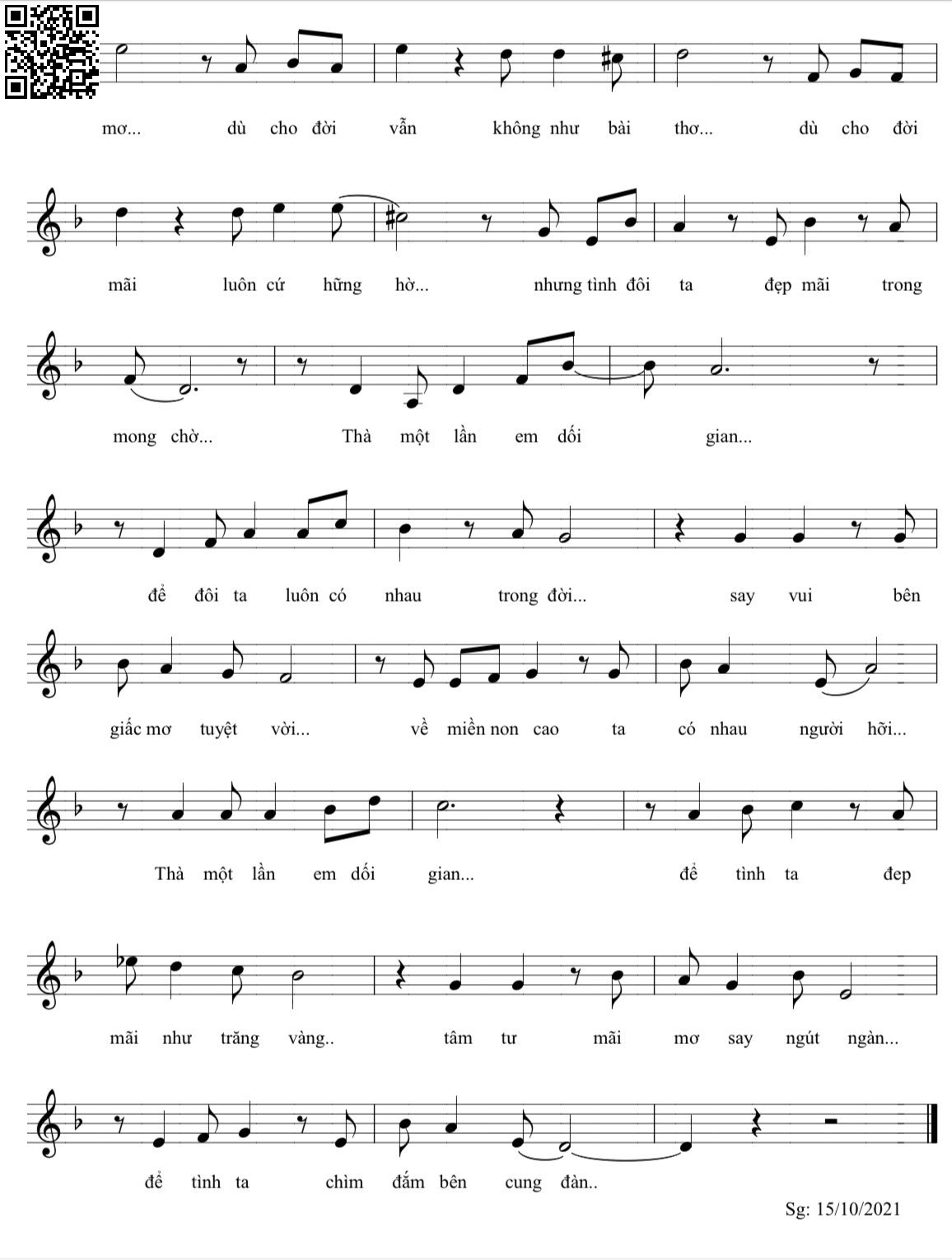 Page 2 of Sheet music PDF Thà một lần dối gian - Việt Nhân