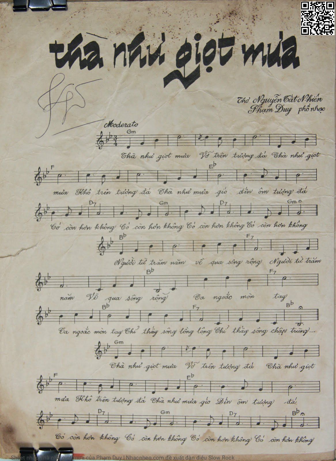 Page 2 of Sheet music PDF Thà như giọt mưa - Phạm Duy