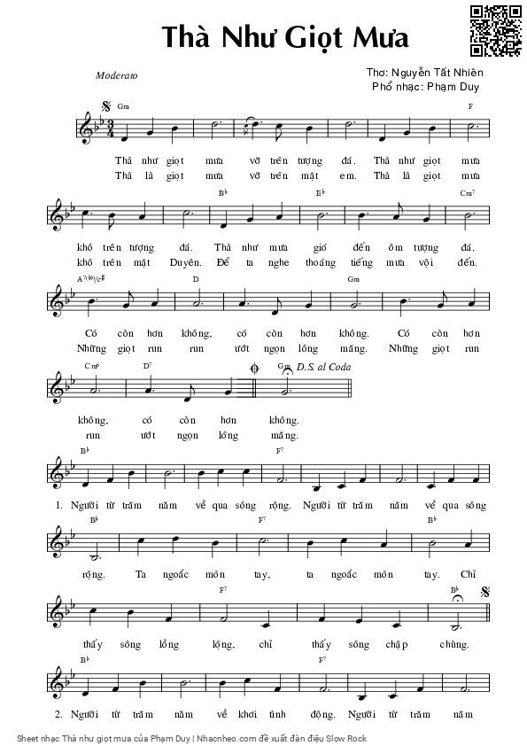 Page 4 of Sheet music PDF Thà như giọt mưa - Phạm Duy
