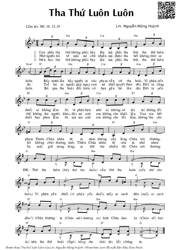 Sheet PDF of Tha thứ luôn luôn