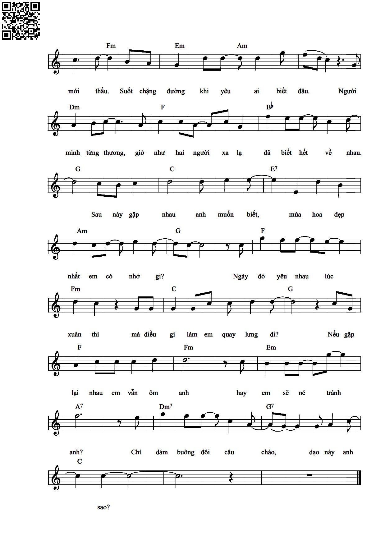 Page 2 of Sheet music PDF Bông hoa đẹp nhất - Vũ Hà Anh