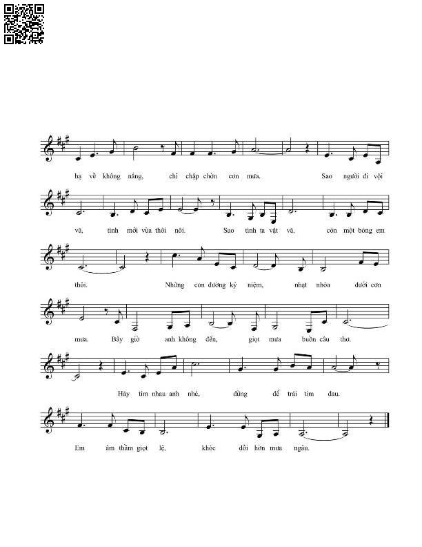 Page 2 of Sheet music PDF Tháng bảy cơn mưa hạ - Vĩnh Điện