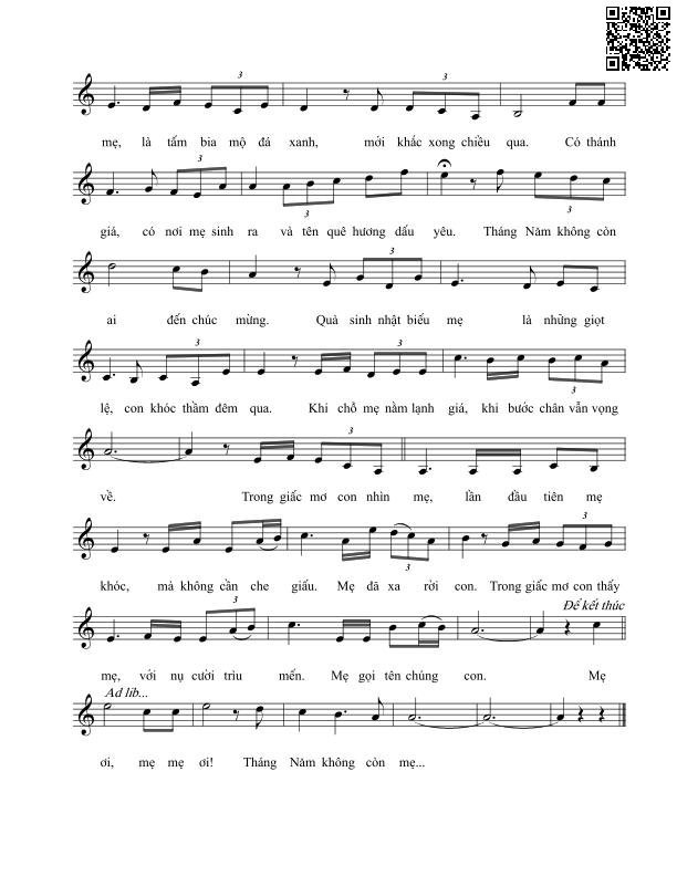 Page 2 of Sheet music PDF Tháng Năm không còn mẹ - Vĩnh Điện