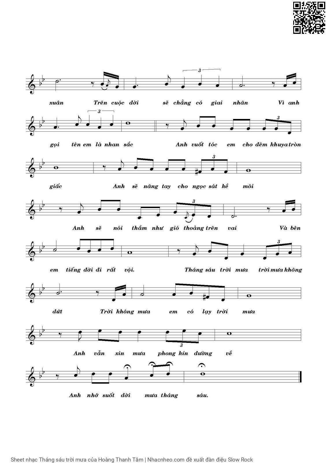 Page 2 of Sheet music PDF Tháng sáu trời mưa - Hoàng Thanh Tâm