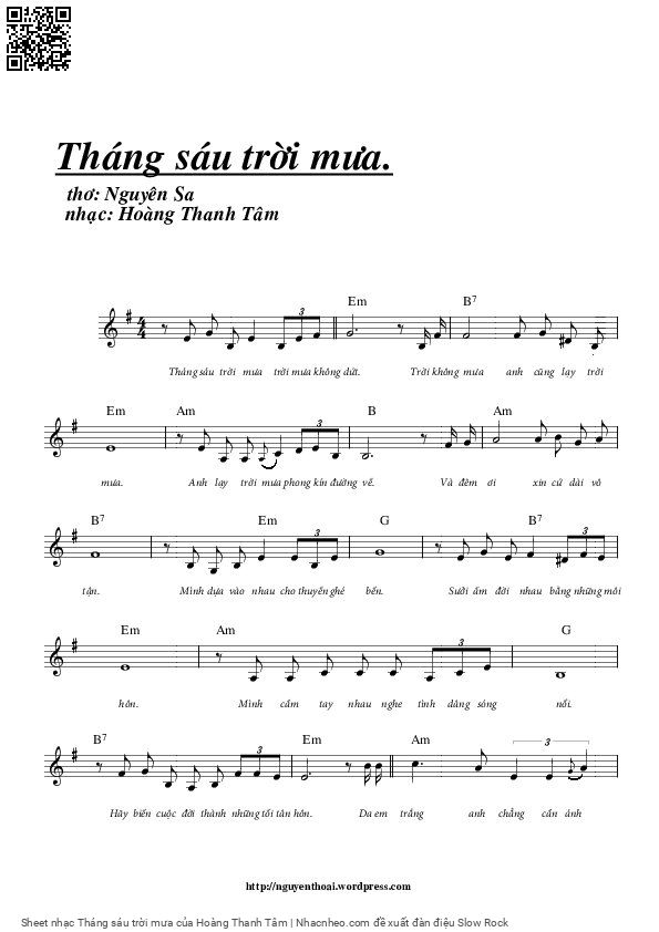 Page 3 of Sheet music PDF Tháng sáu trời mưa - Hoàng Thanh Tâm