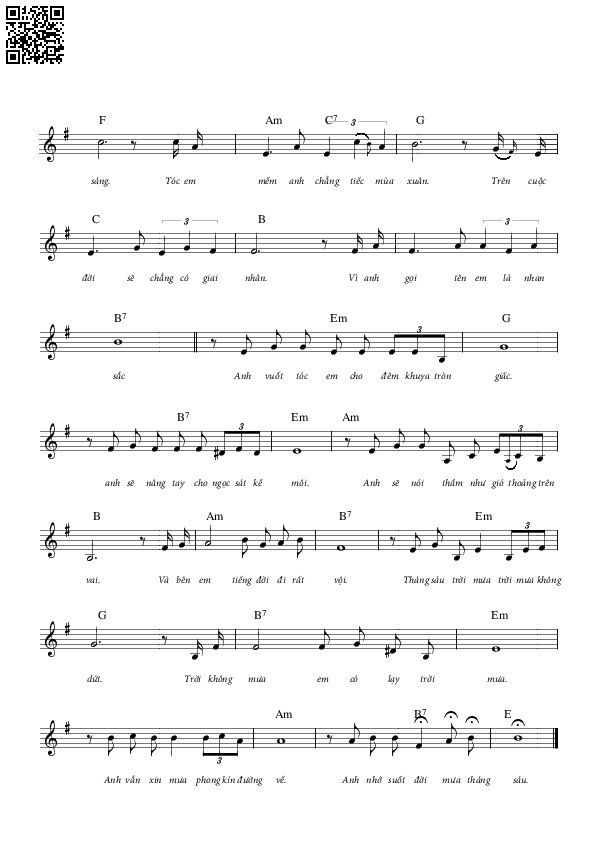 Page 4 of Sheet music PDF Tháng sáu trời mưa - Hoàng Thanh Tâm