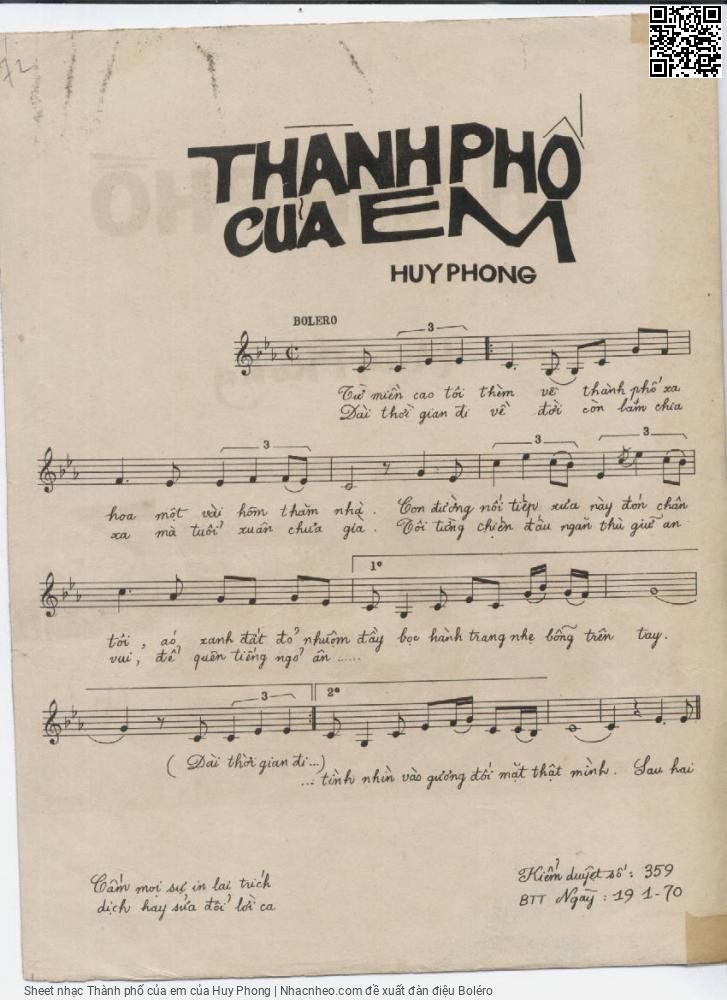 Page 2 of Sheet music PDF Thành phố của em - Huy Phong
