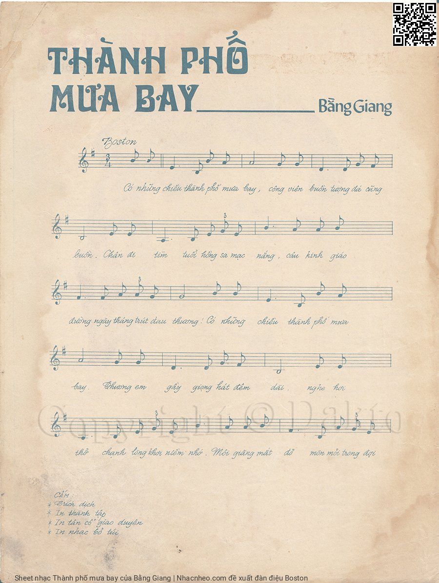Page 2 of Sheet music PDF Thành phố mưa bay - Bằng Giang