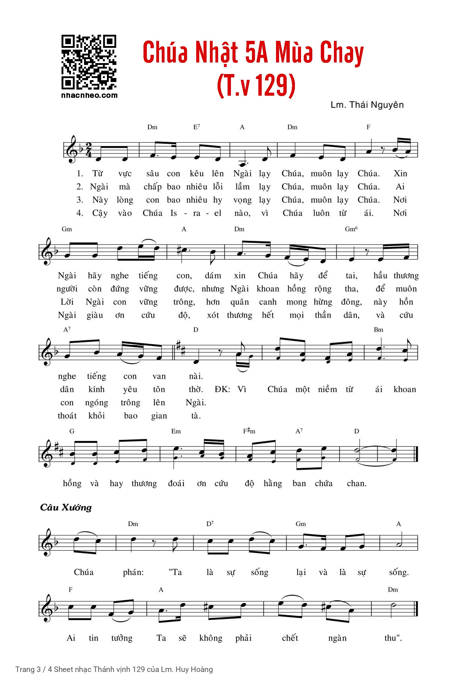 Page 3 of Sheet music PDF Thánh vịnh 129 - Lm. Huy Hoàng