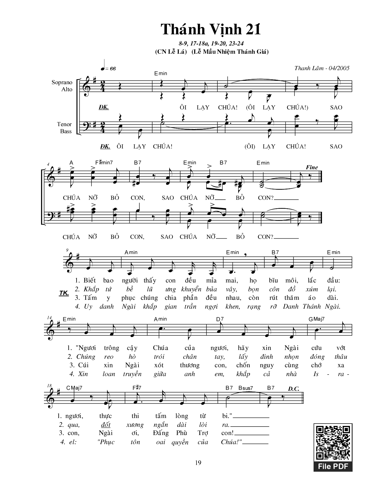 Thánh vịnh 21 - Thanh Lâm