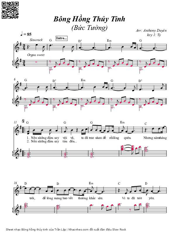 Sheet PDF of Bông hồng thủy tinh