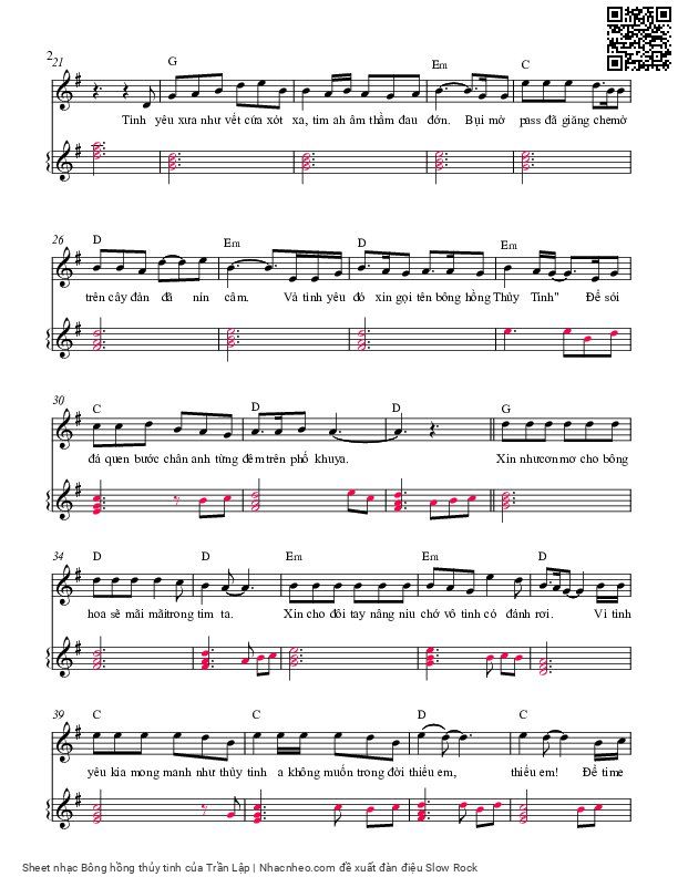 Page 2 of Sheet music PDF Bông hồng thủy tinh - Trần Lập
