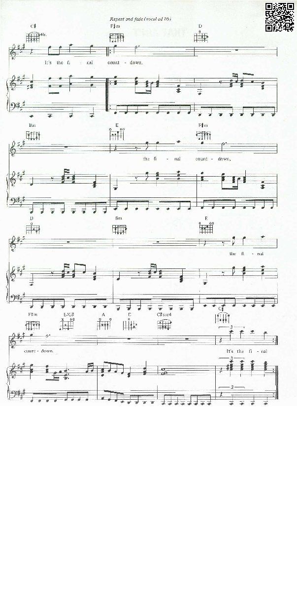 Page 4 of Sheet music PDF The final countdown - Joey Tempest (Europe band)
