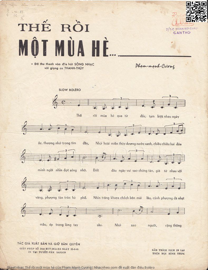 Page 2 of Sheet music PDF Thế rồi một mùa hè - Phạm Mạnh Cương