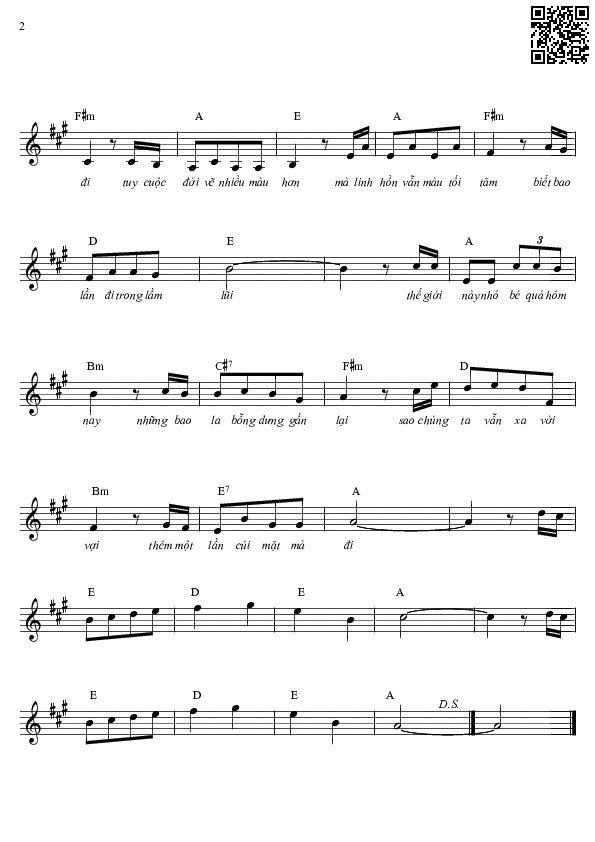 Page 2 of Sheet music PDF Thêm một lần cúi mặt - Diệp Chí Huy