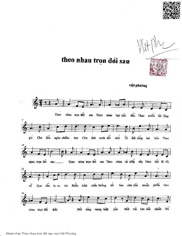 Sheet PDF of Theo nhau trọn đời sau