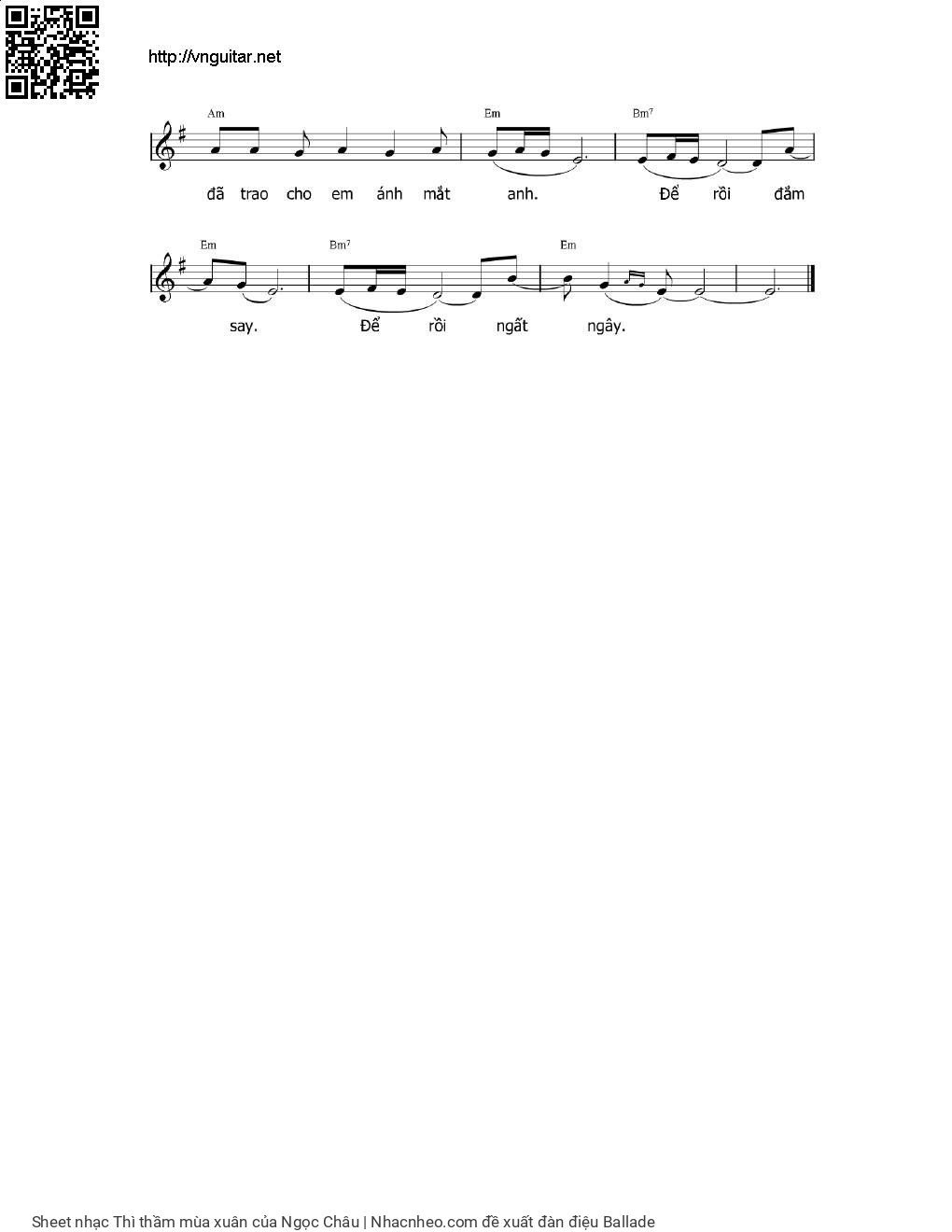 Page 2 of Sheet music PDF Thì thầm mùa xuân - Ngọc Châu