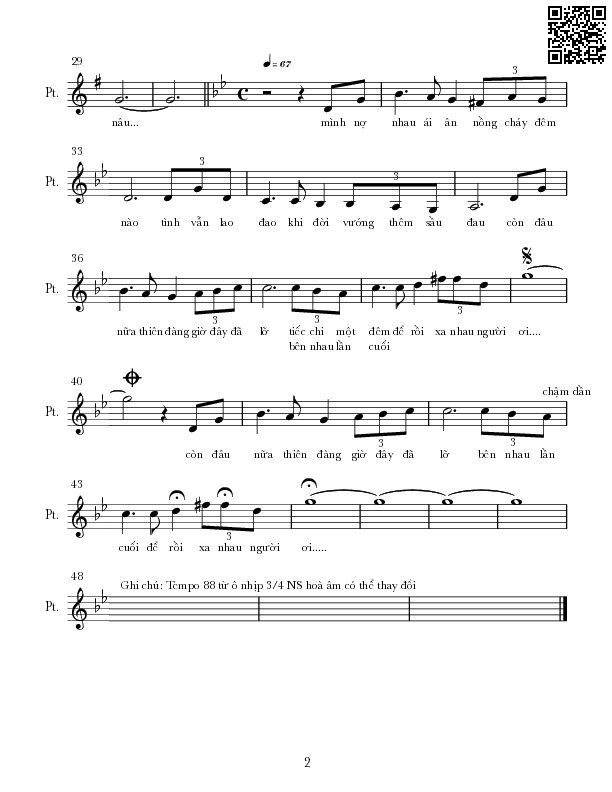 Page 2 of Sheet music PDF Thiên đàng lỡ - Nguyễn Hoàng Đô