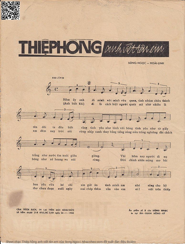Page 2 of Sheet music PDF Thiệp hồng anh viết tên em - Song Ngọc