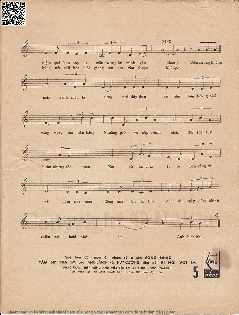 Page 3 of Sheet music PDF Thiệp hồng anh viết tên em - Song Ngọc