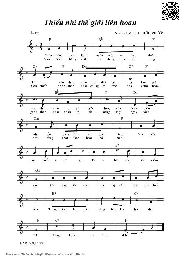 Sheet PDF of Thiếu nhi thế giới liên hoan