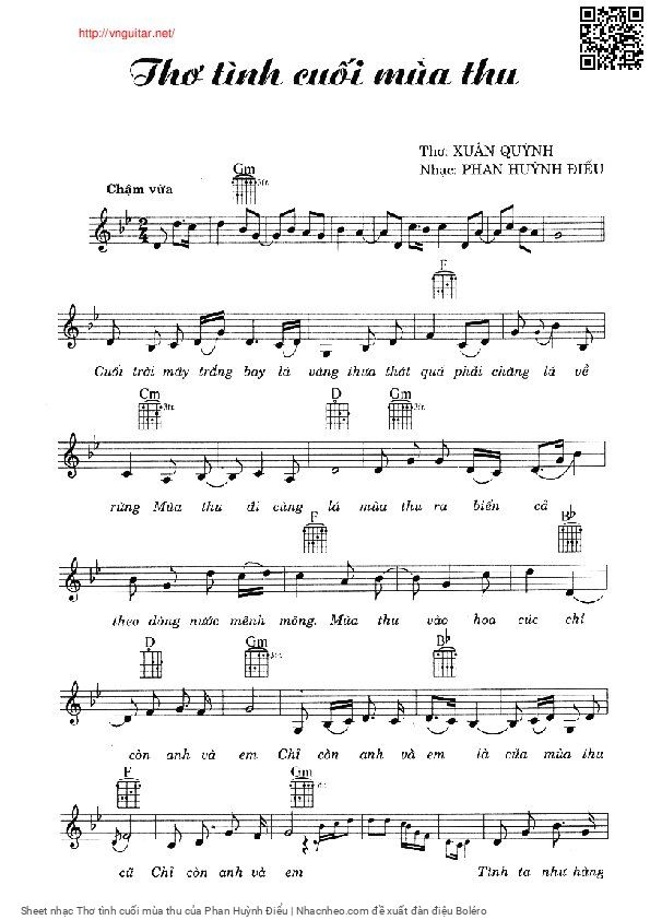 Sheet PDF of Thơ tình cuối mùa thu
