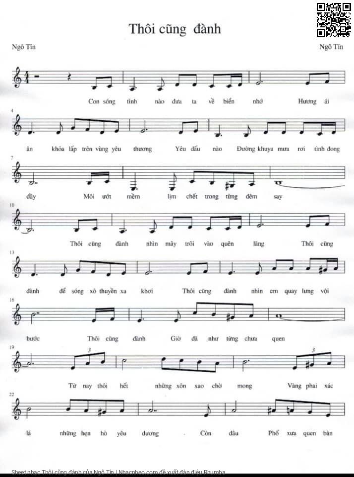 Sheet PDF of Thôi cũng đành