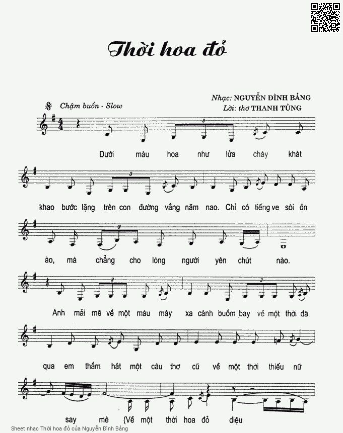 Page 1 of Sheet music PDF Thời hoa đỏ - Nguyễn Đình Bảng