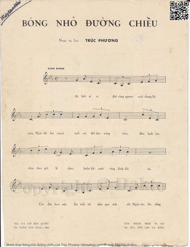 Page 2 of Sheet music PDF Bóng nhỏ đường chiều - Trúc Phương