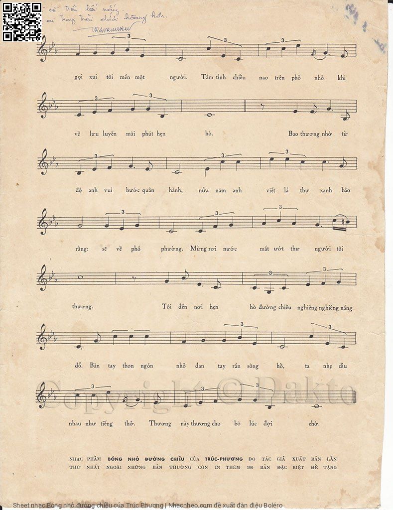 Page 3 of Sheet music PDF Bóng nhỏ đường chiều - Trúc Phương